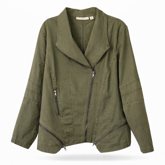 Sejour Jackets & Blazers - Sejour Olive Green Moto Utility Jacket Women's 22W Zip Front